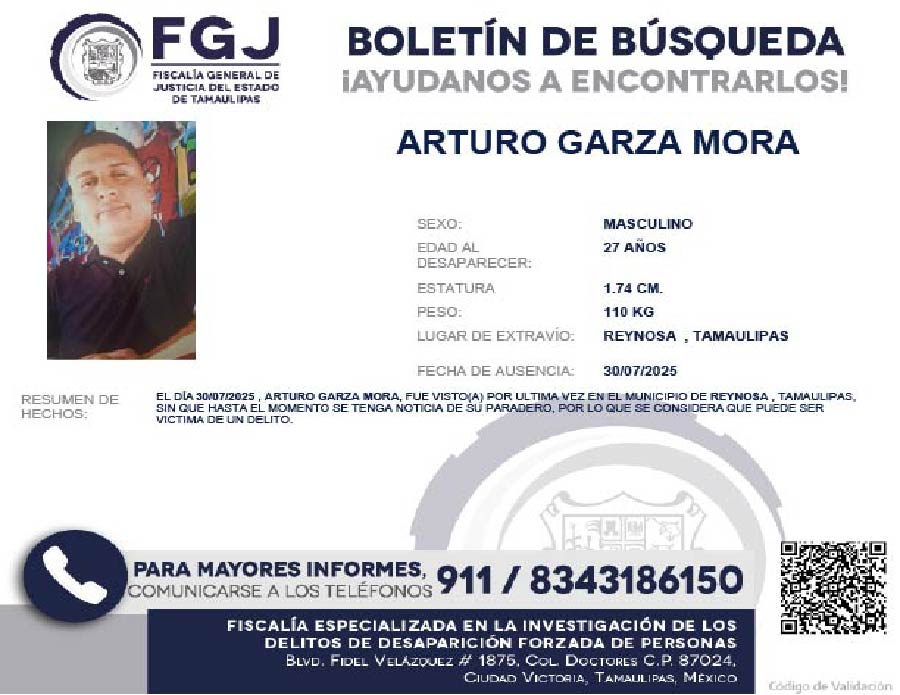 Boletín de Búsqueda Arturo Garza