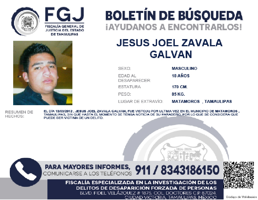 Boletín de Búsqueda Jesús Joel