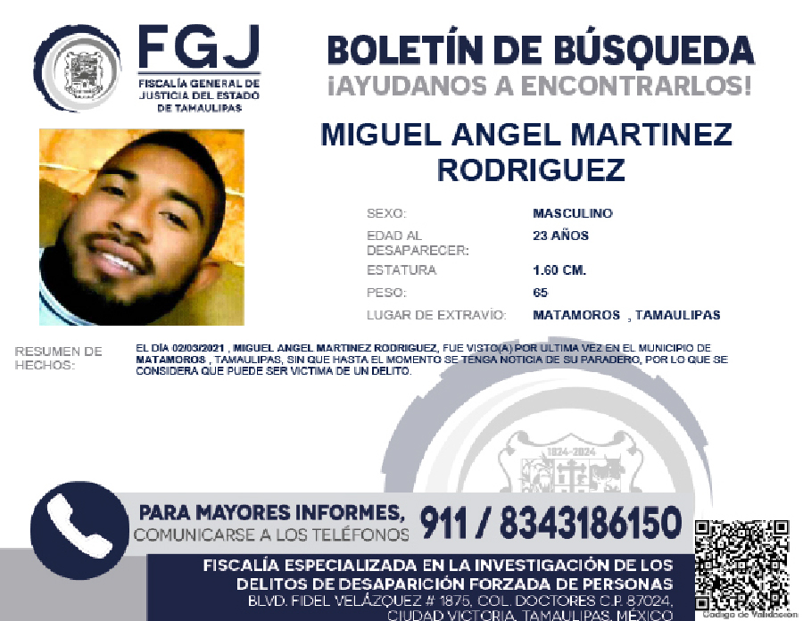 Boletín de Búsqueda Miguel Ángel Martinez