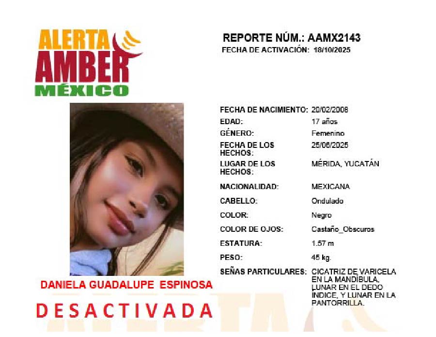 Alerta Amber Daniela Guadalupe