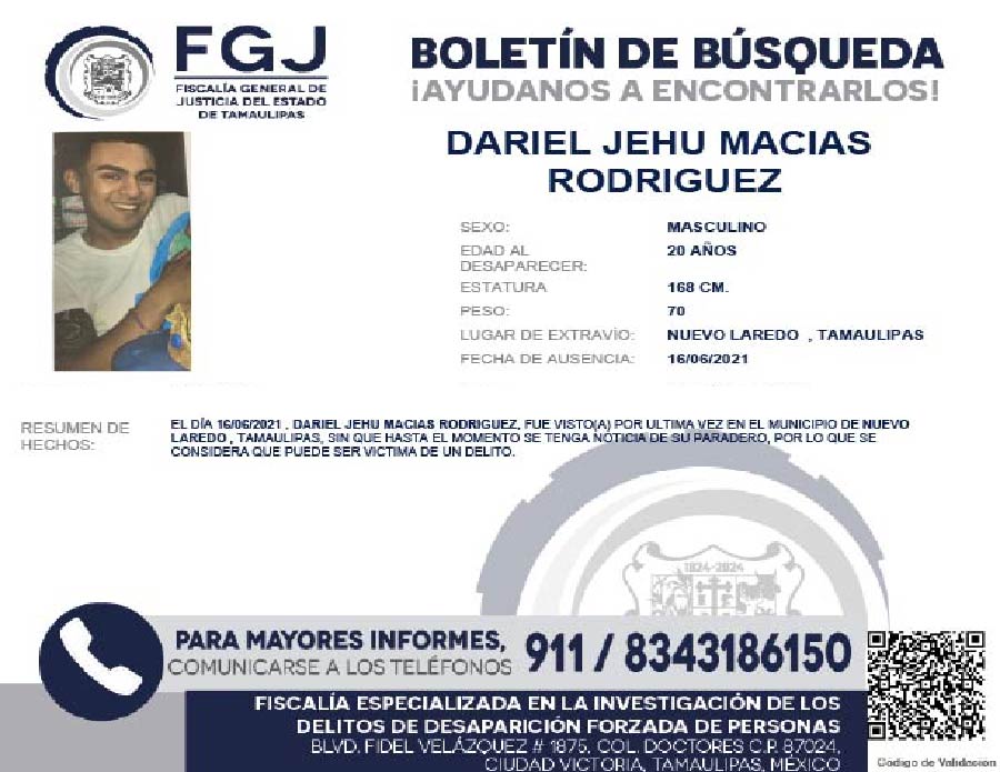 Boletin de Busqueda Dariel