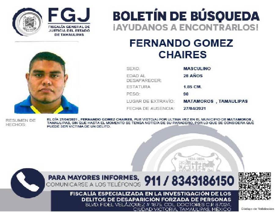 Boletín de Búsqueda Fernando Gomez