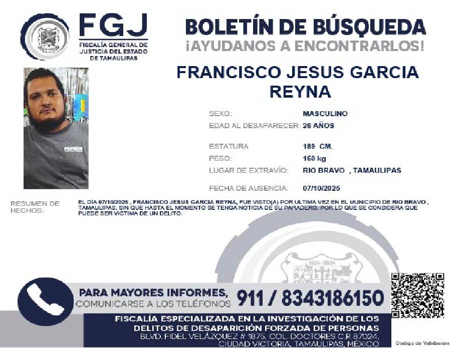 Boletín de Búsqueda Francisco Garcia