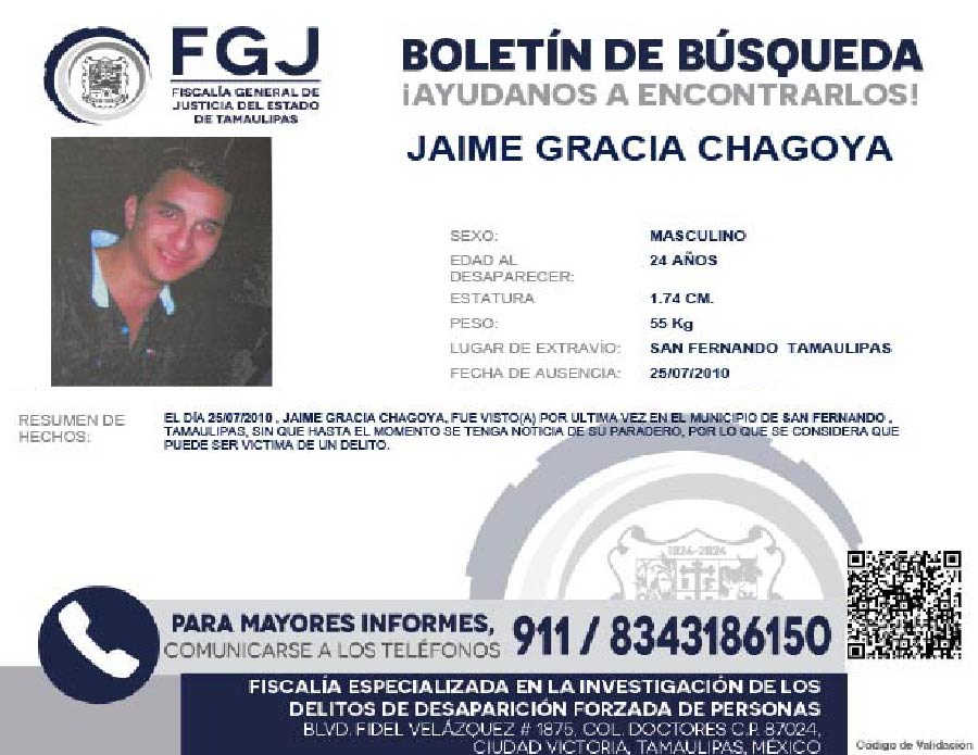 Boletín de Búsqueda Jaime Garcia