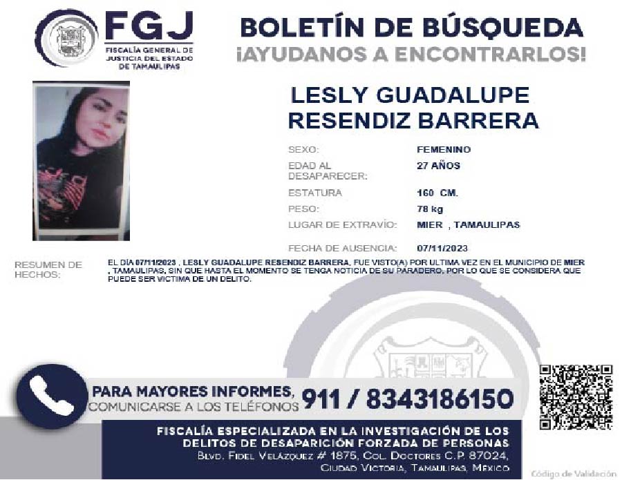 Boletín de Búsqueda Lesly
