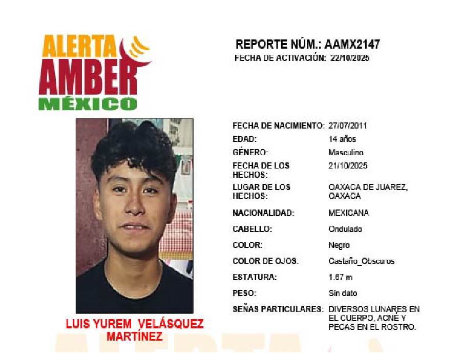 Alerta Amber Luis Yurem Velazquez