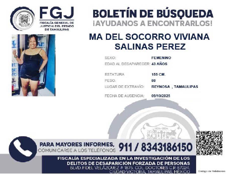 Boletín de Búsqueda Ma del Socorro Viviana