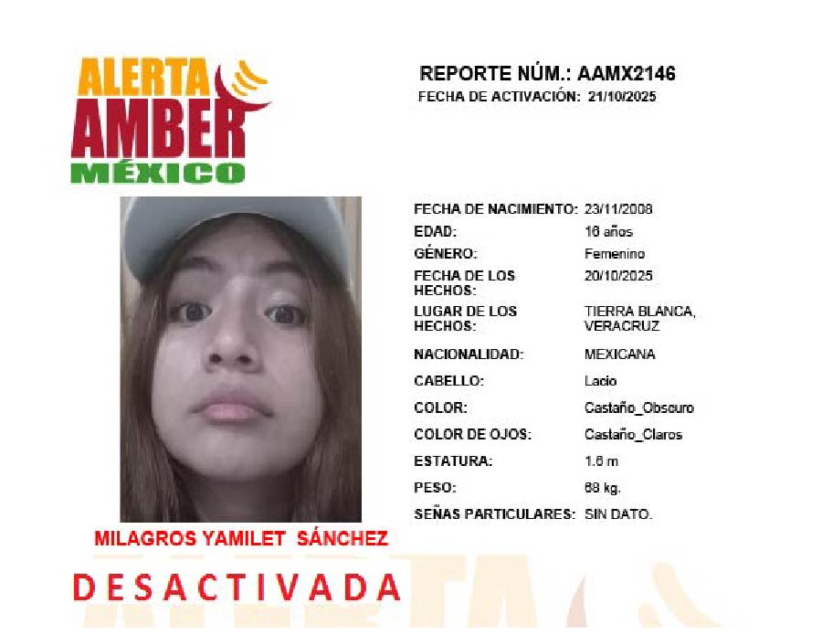 Alerta Amber Milagros Yamilet