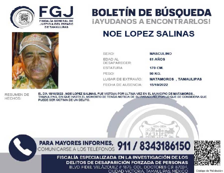 Boletín de Búsqueda Noe Lopez