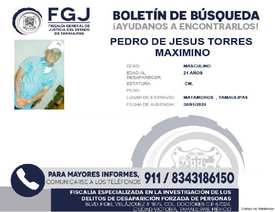 Boletín de Búsqueda Pedro de Jesus
