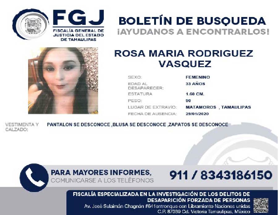 Boletín de Búsqueda Rosa Maria