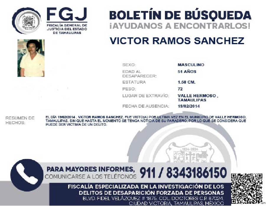 Boletín de Búsqueda Victor Ramos