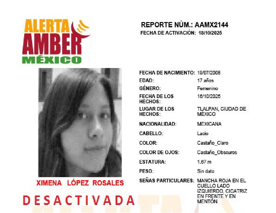 Alerta Amber Ximena