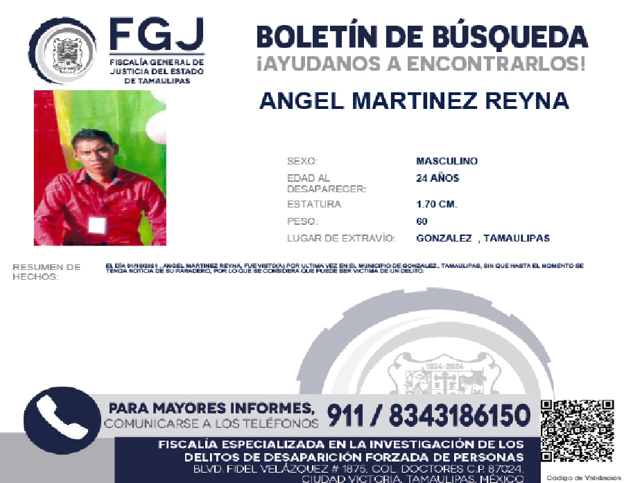 Boletín de Búsqueda Ángel Martinez