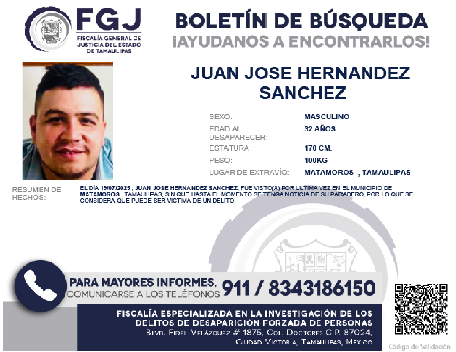Boletín de Búsqueda Juan Jose