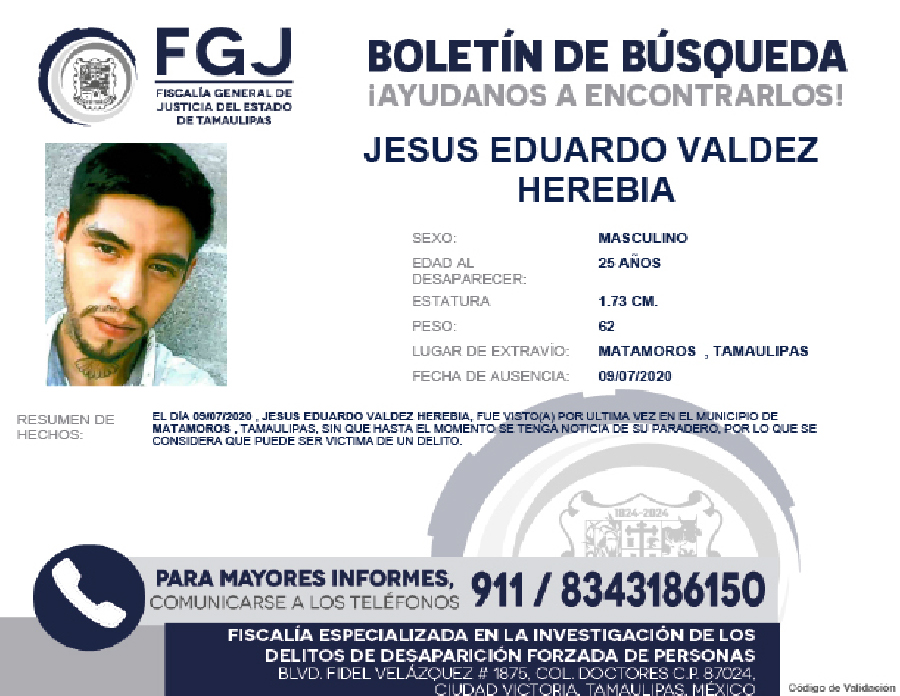 Boletín de Búsqueda Jesus Eduardo