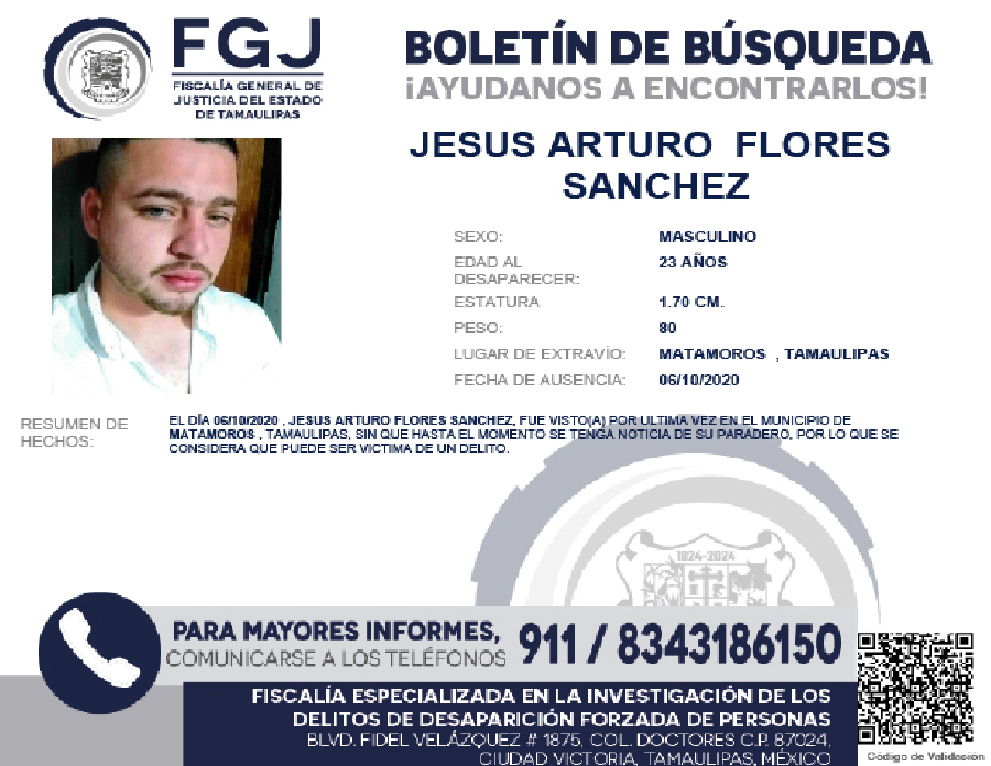 Boletín de Búsqueda Jesús Arturo