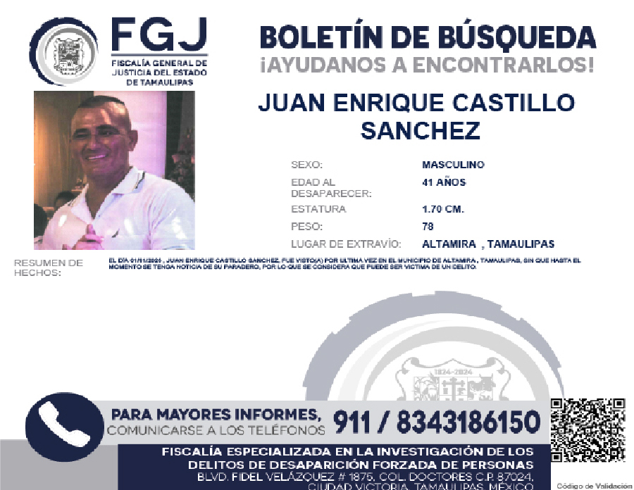 Boletín de Búsqueda Juan Enrique
