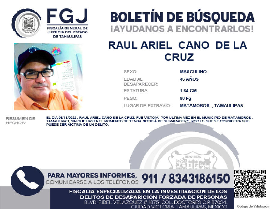 Boletin de Busqueda Raul Uriel