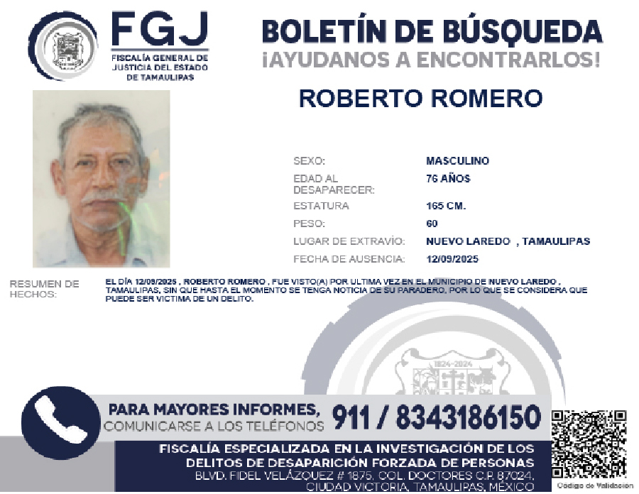 Boletín de Búsqueda Roberto Romero