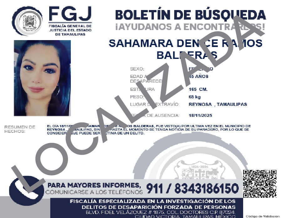 Boletín de Búsqueda Sahamara Denice