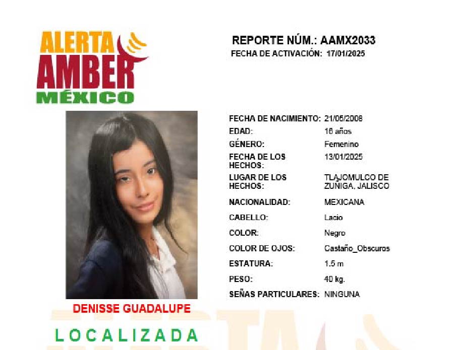 Alerta Amber Denisse Guadalupe
