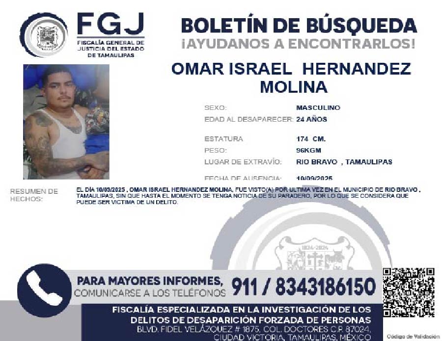 Boletín de Búsqueda Omar Israel