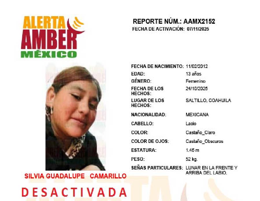 Alerta Amber Silvia Guadalupe