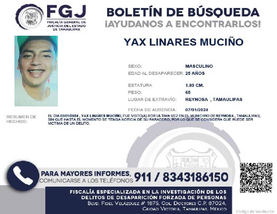 Boletín de Búsqueda Yax Linares