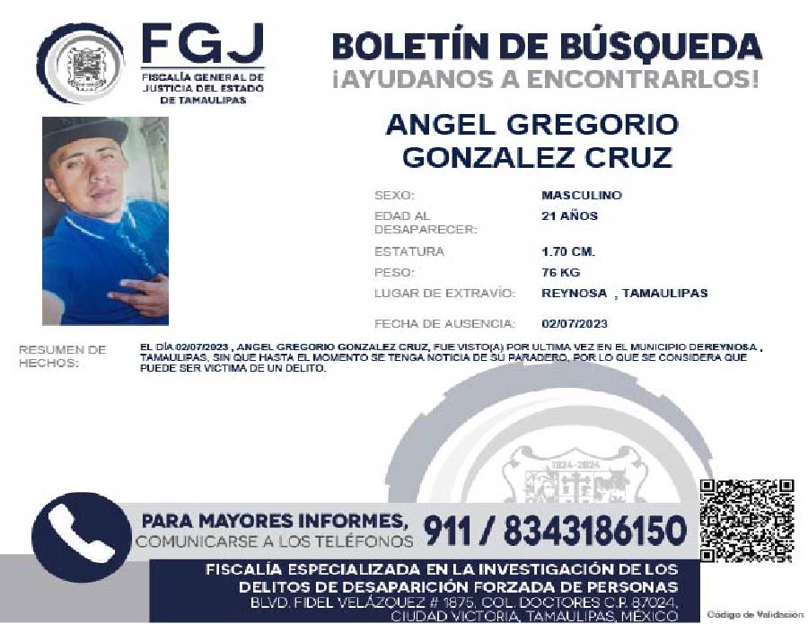 Boletín de Búsqueda Ángel Gregorio