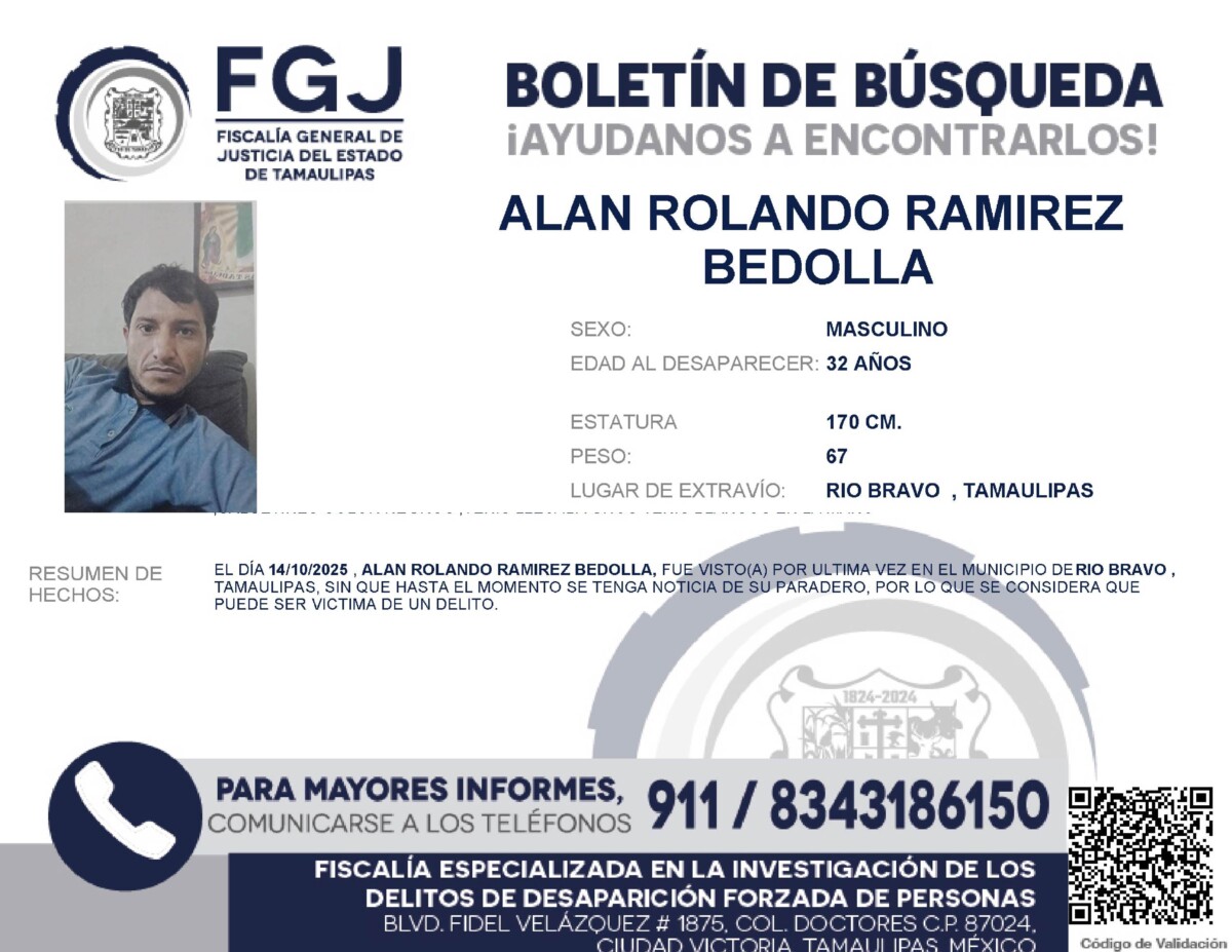 Boletín de Búsqueda Alan Rolando