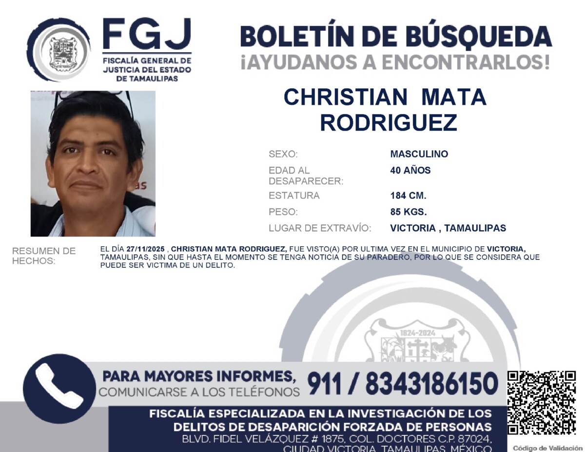 Boletín de Búsqueda Christian Mata