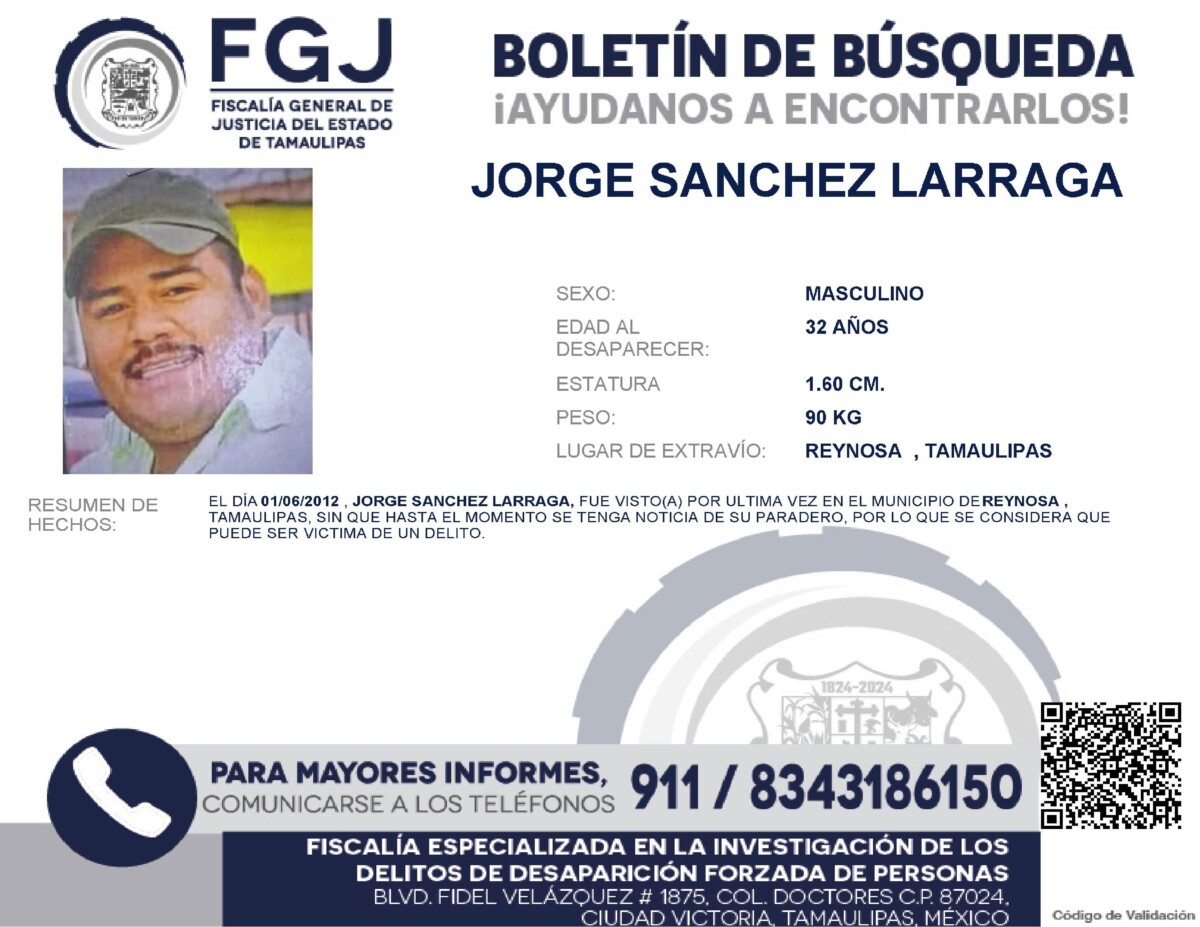 Boletín de Búsqueda Jorge Sanchez