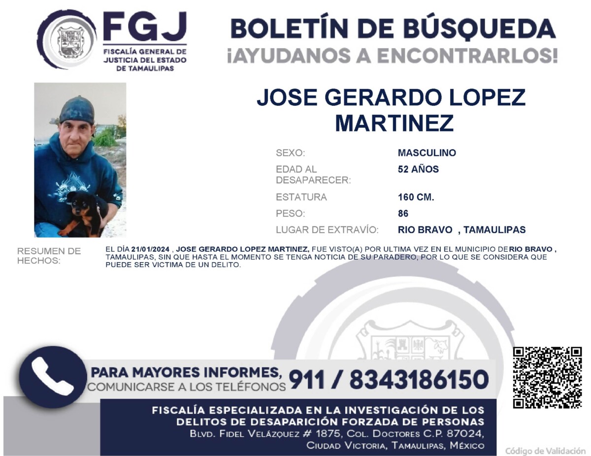 Boletín de Búsqueda Jose Gerardo