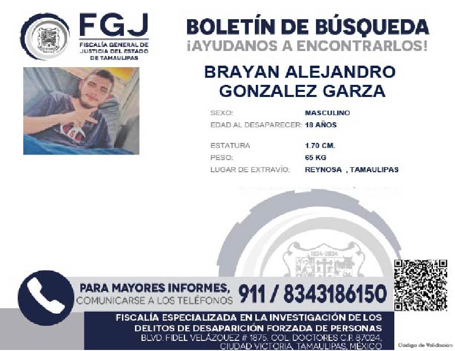 Boletín de Búsqueda Brayan Alejandro