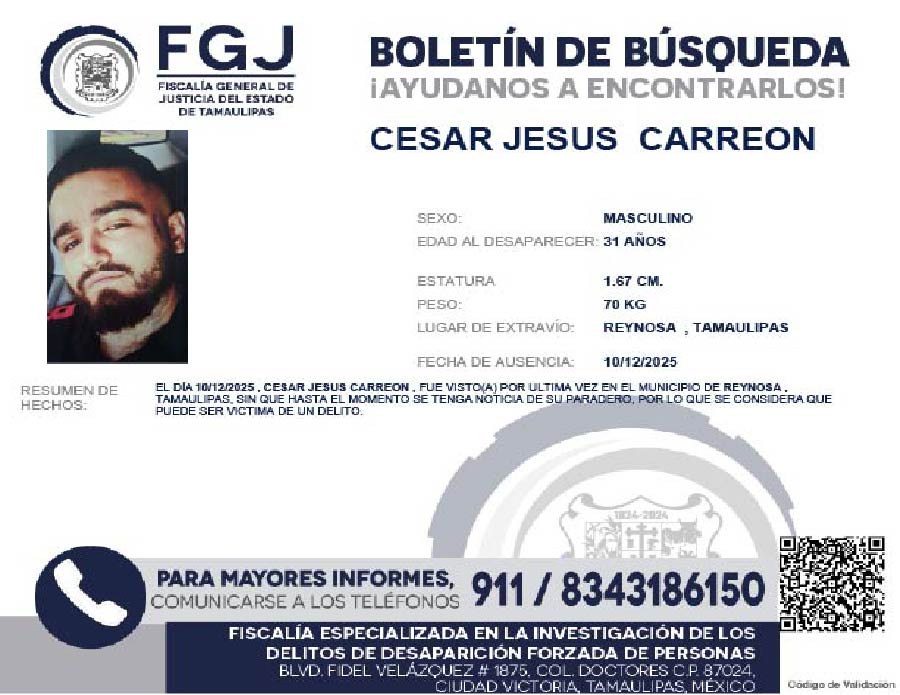 Boletín de Búsqueda Cesar Jesus