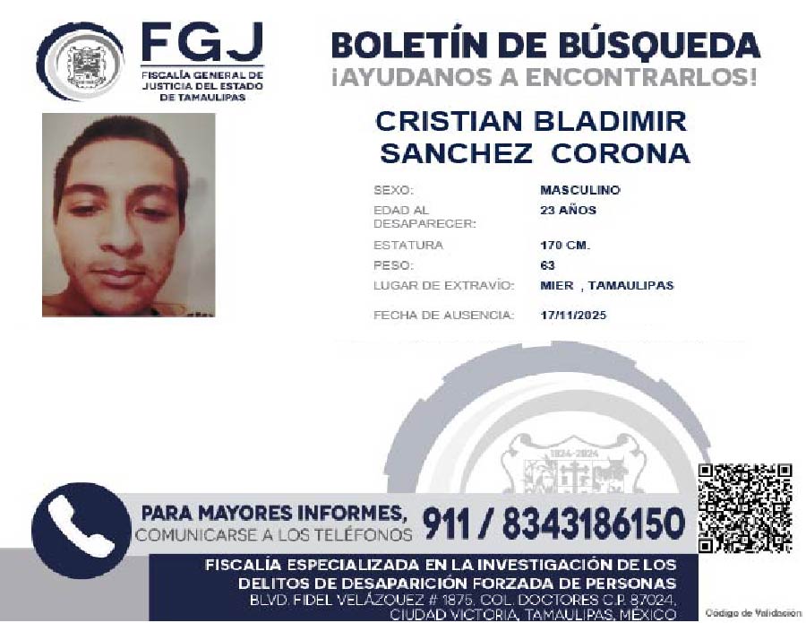 boletín de bíusqueda Cristian bladimir