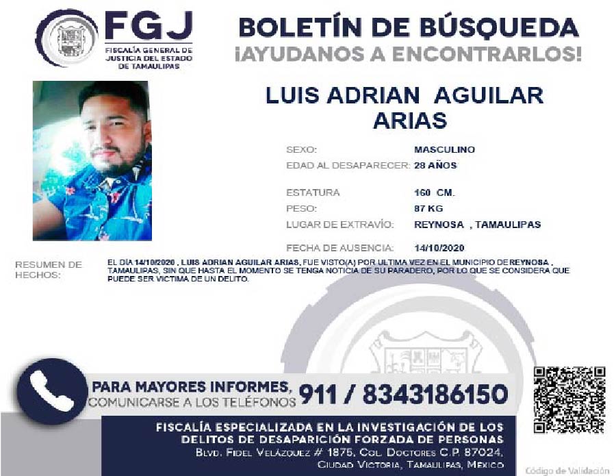 Boletín de Búsqueda Luis Adrian