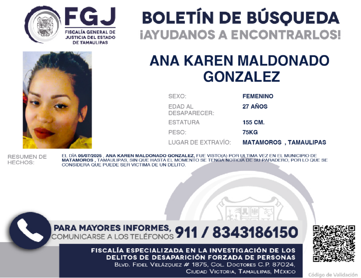 Boletín de Búsqueda Ana Karen