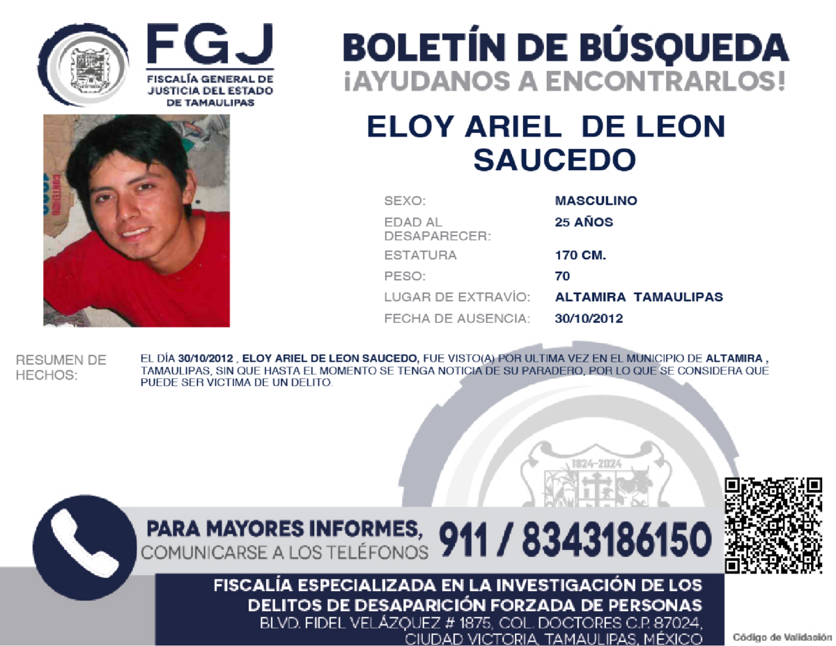 Boletín de búsqueda Eloy Ariel