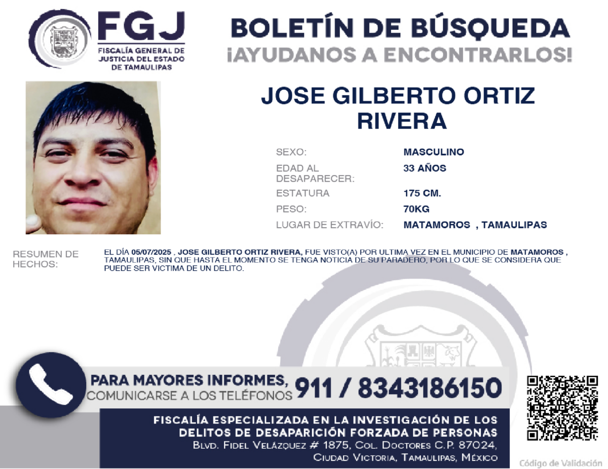 Boletín de Busqueda Jose Gilberto