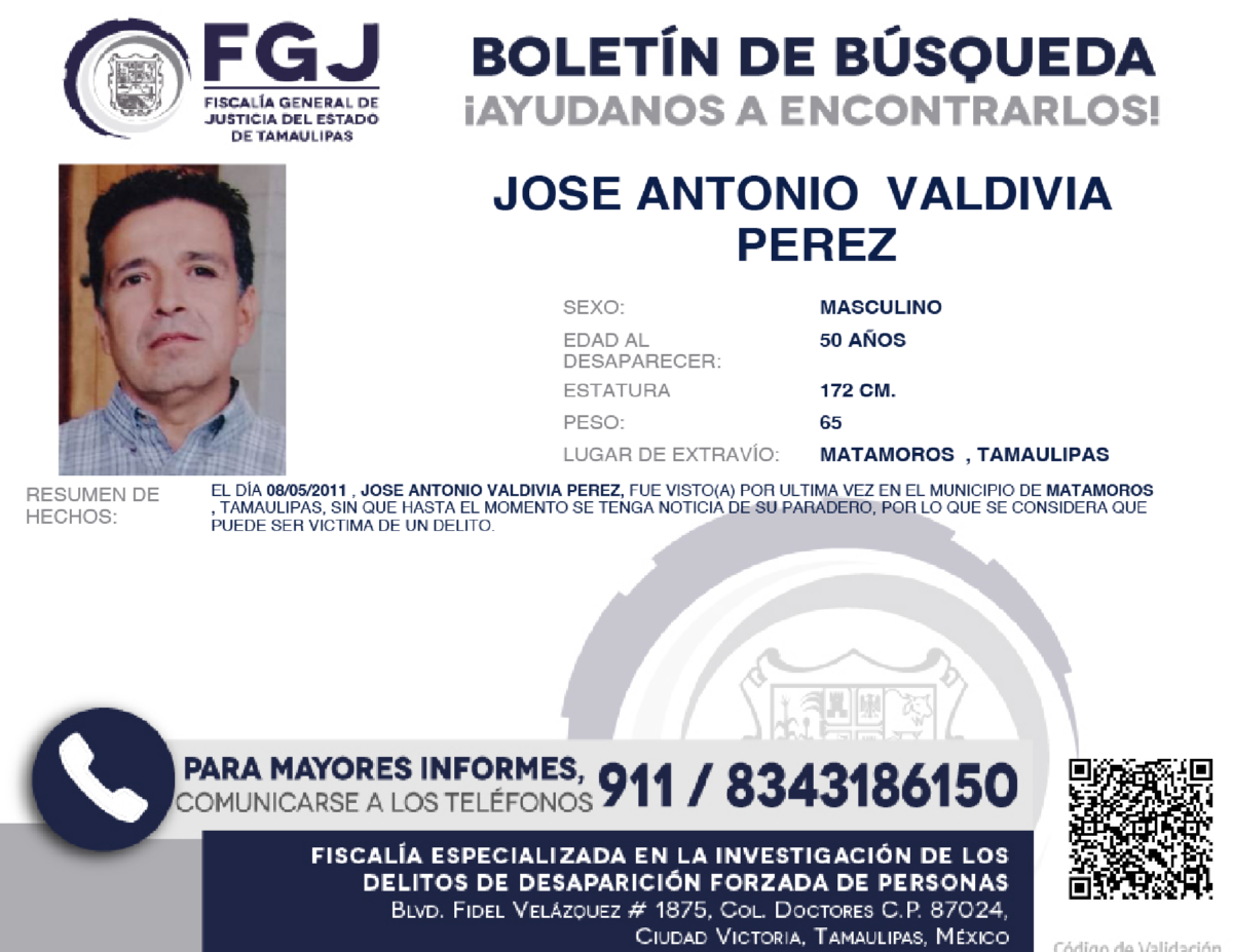 boletín de búsqueda Jose Antonio