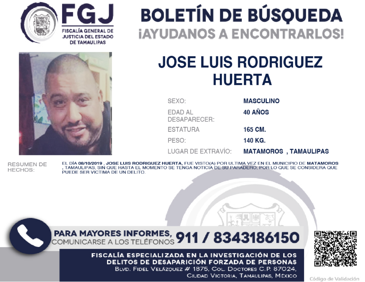 Boletín de Búsqueda Jose Luis Rodríguez