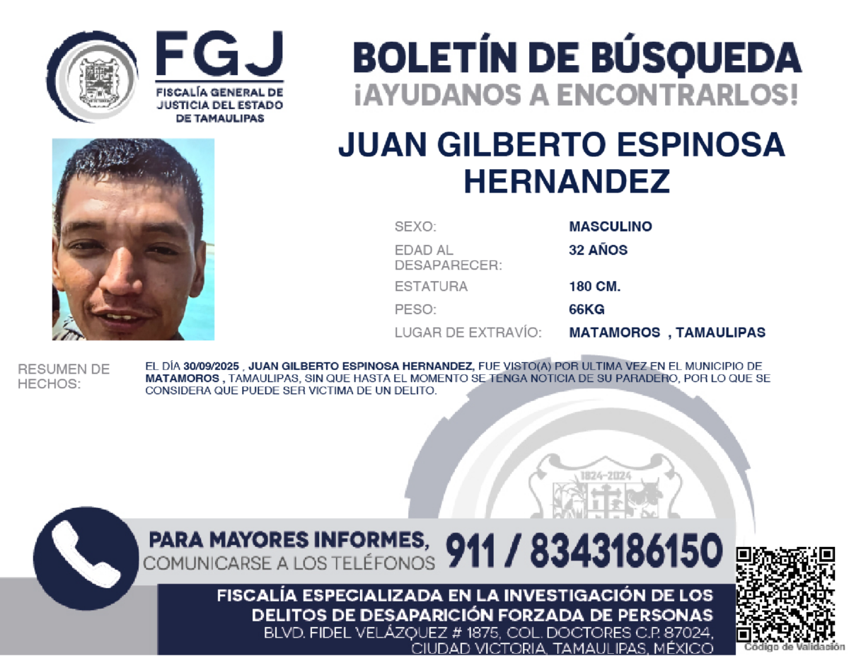 Boletín de búsqueda Juan Gilberto