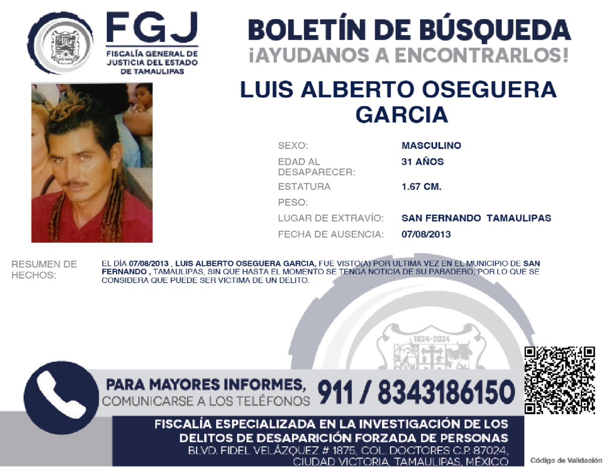 Boletín de búsqueda Luis Alberto