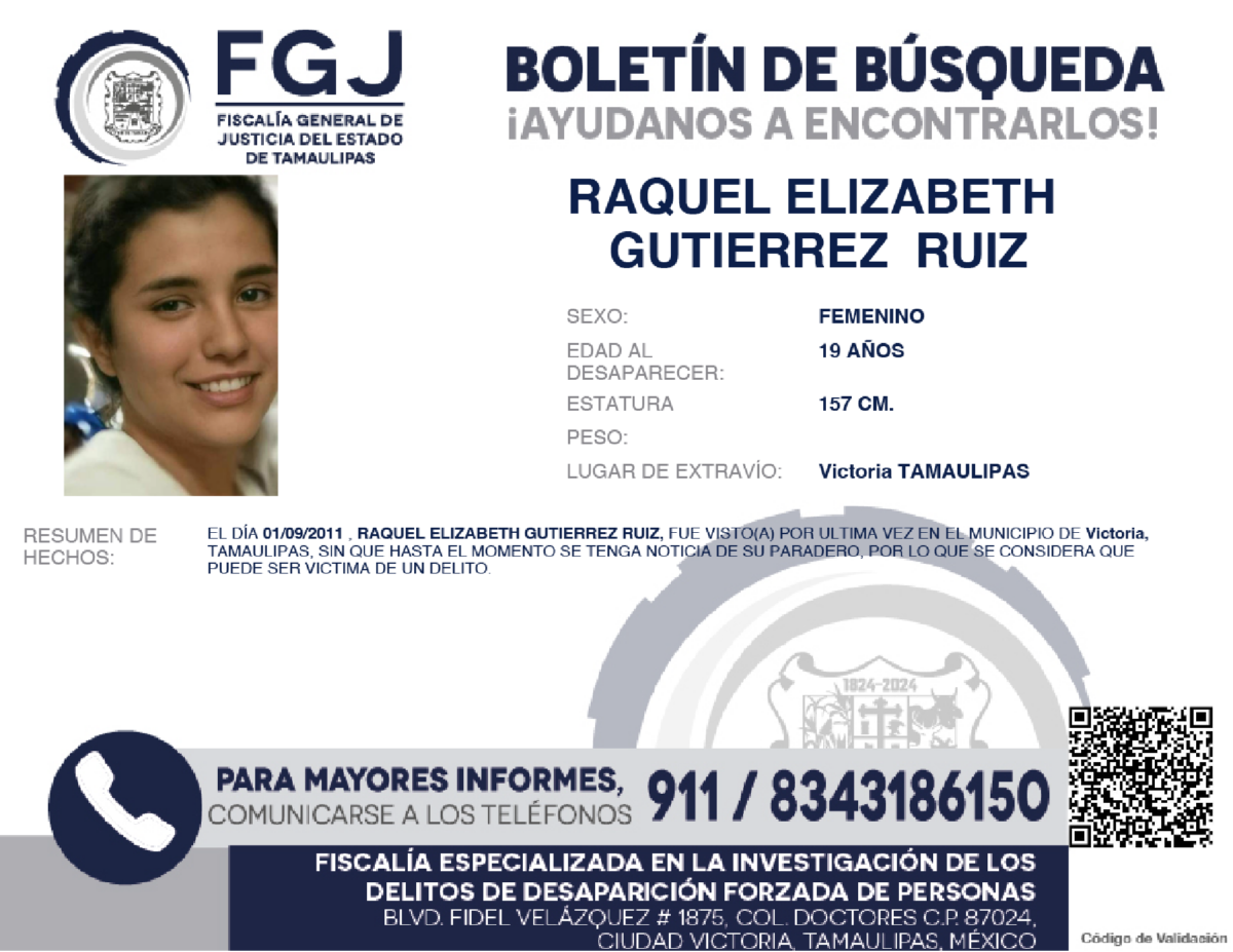 Boletín de Búsqueda Raquel Elizabeth