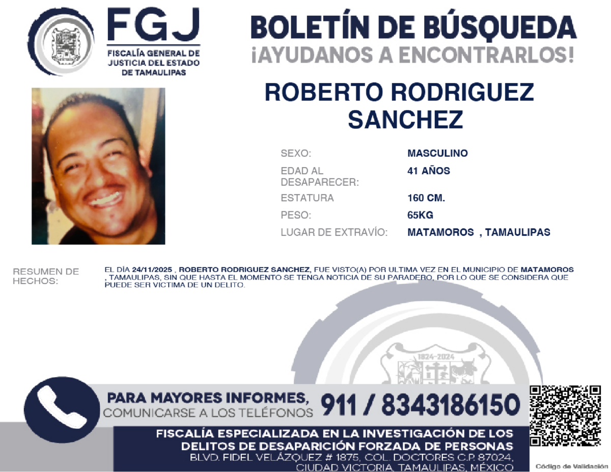 Boletín de Búsqueda Roberto Rodriguez