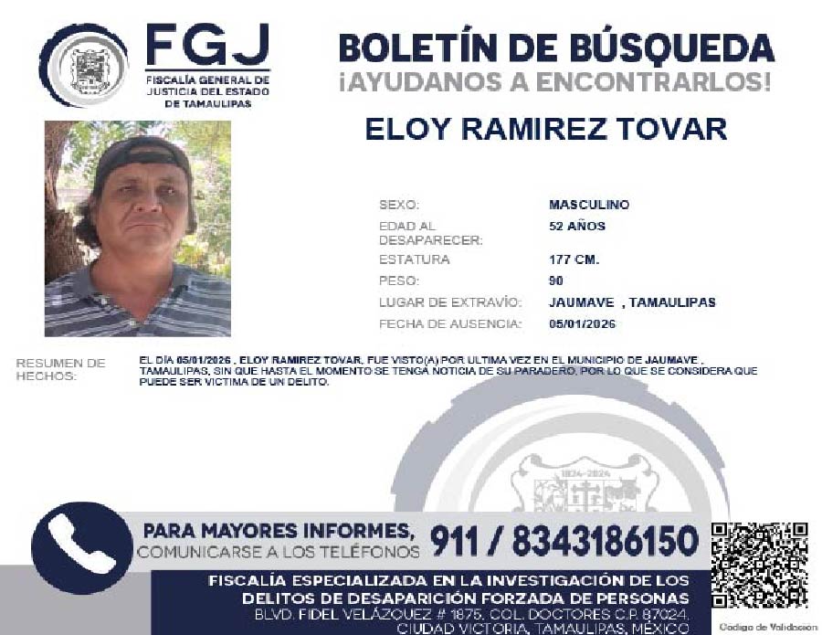Boletín de Búsqueda Eloy Ramirez