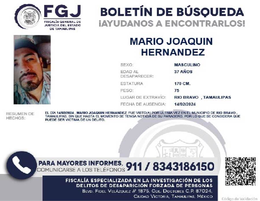 boletín de búsqueda mario joaquin