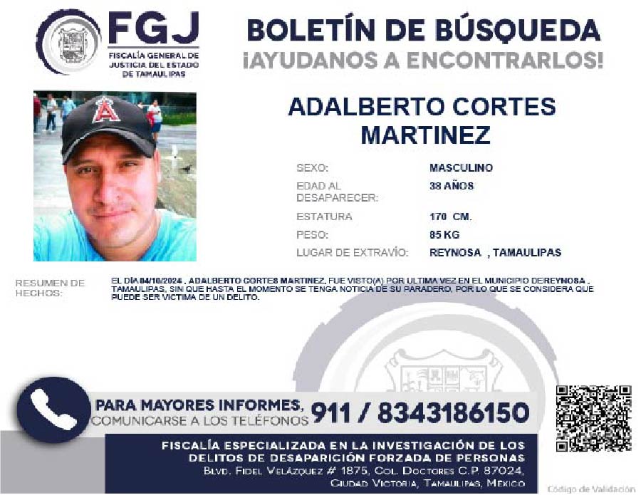 Boletín de Búsqueda Adalberto Cortes